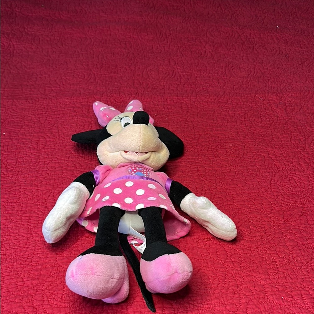 Disney Minnie Mouse Pink and Black Stuffed Animal